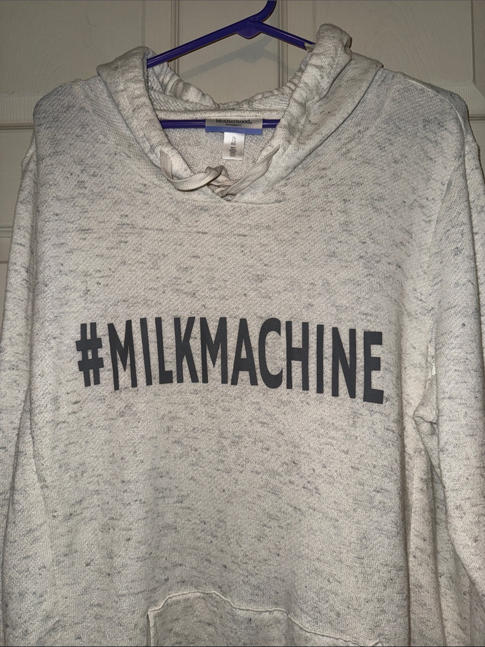 Motherhood White Heather "#MILKMACHINE" Nursing Hoodie - Picture 3 of 8